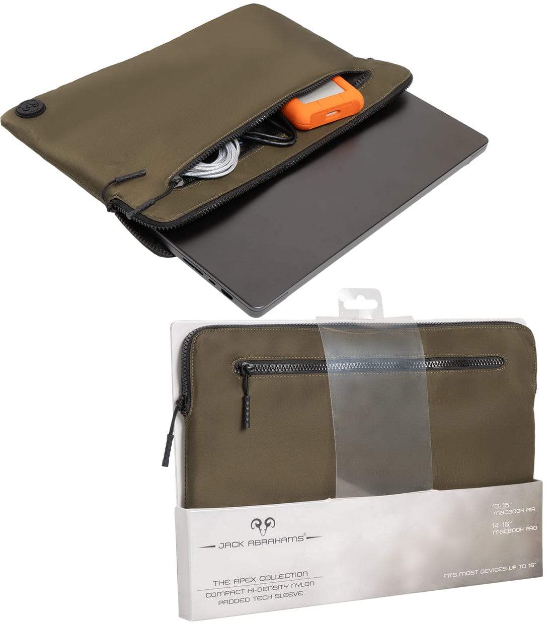 Jack Abrahams The Apex Nylon Protective Padded Laptop Sleeve