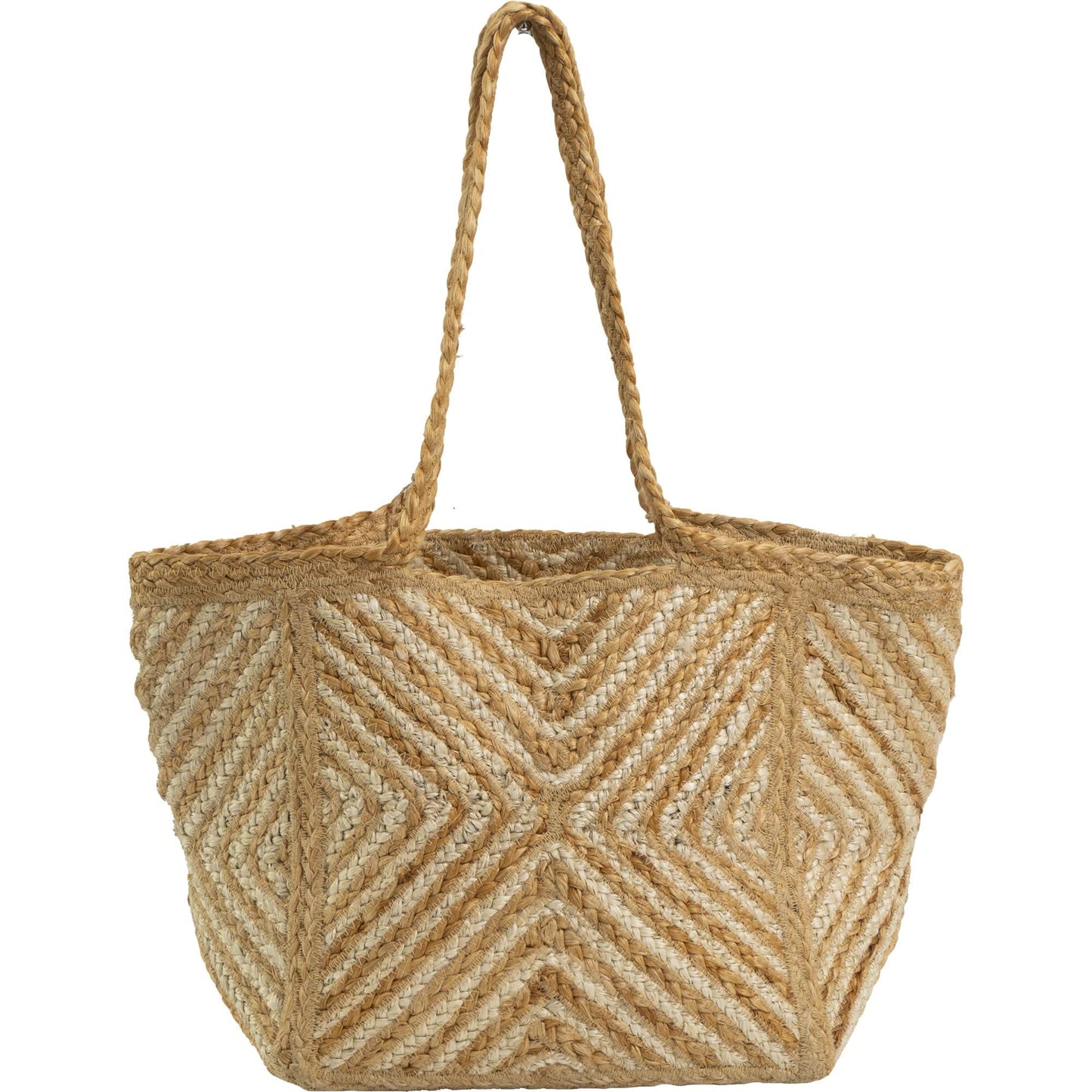 Magid Diamond Woven Natural Straw Jute Tote