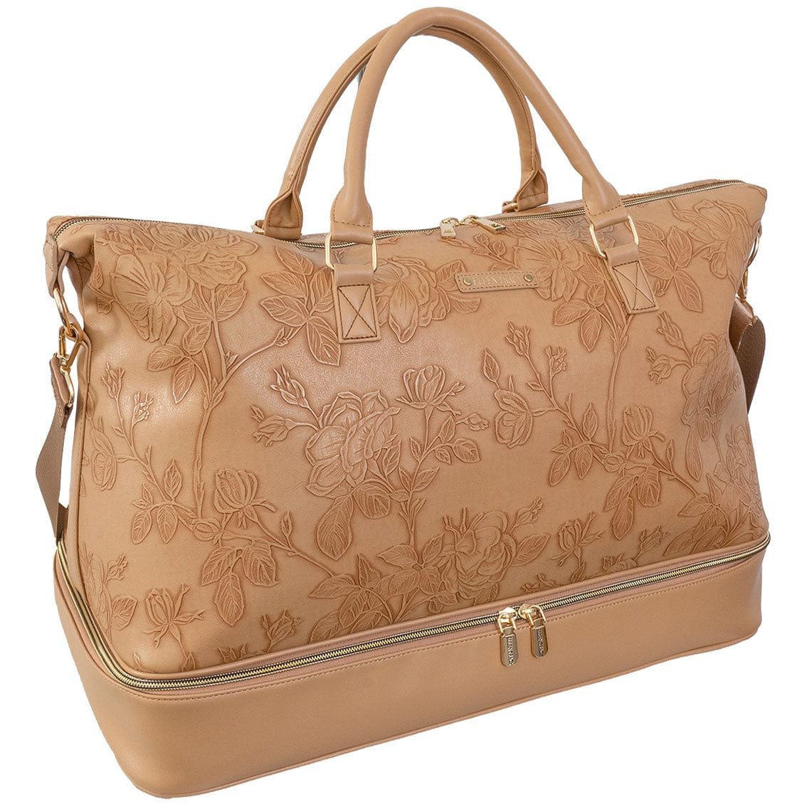 Ellen Tracy 20 Inch Floral Embossed Drop Bottom Duffel