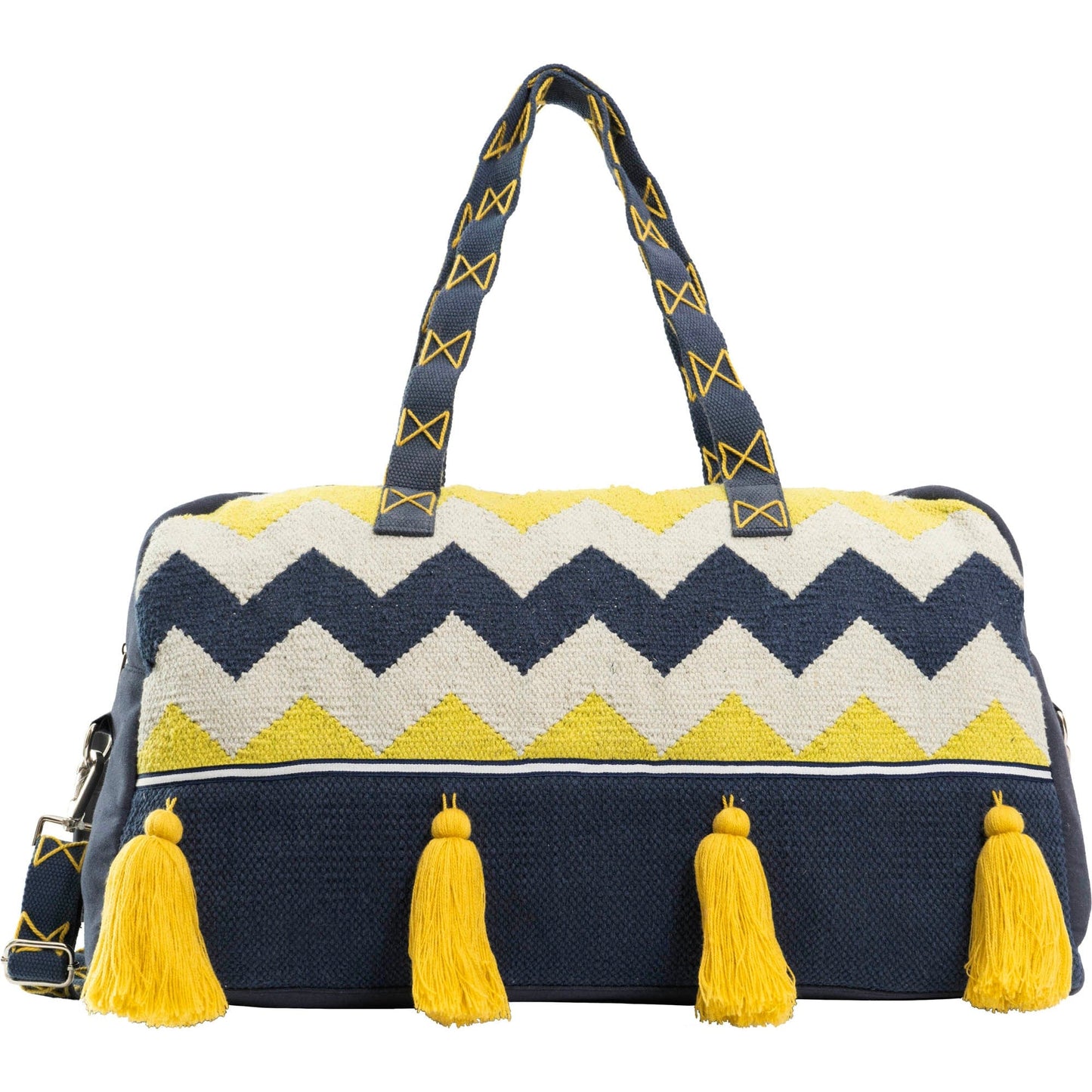 Magid Boho Cotton Jacquard Chevron Tassel Novelty Duffel