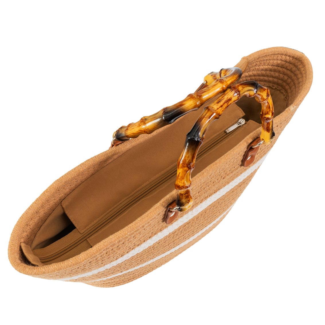 Magid Natural Cotton Woven Bamboo Handle Tote