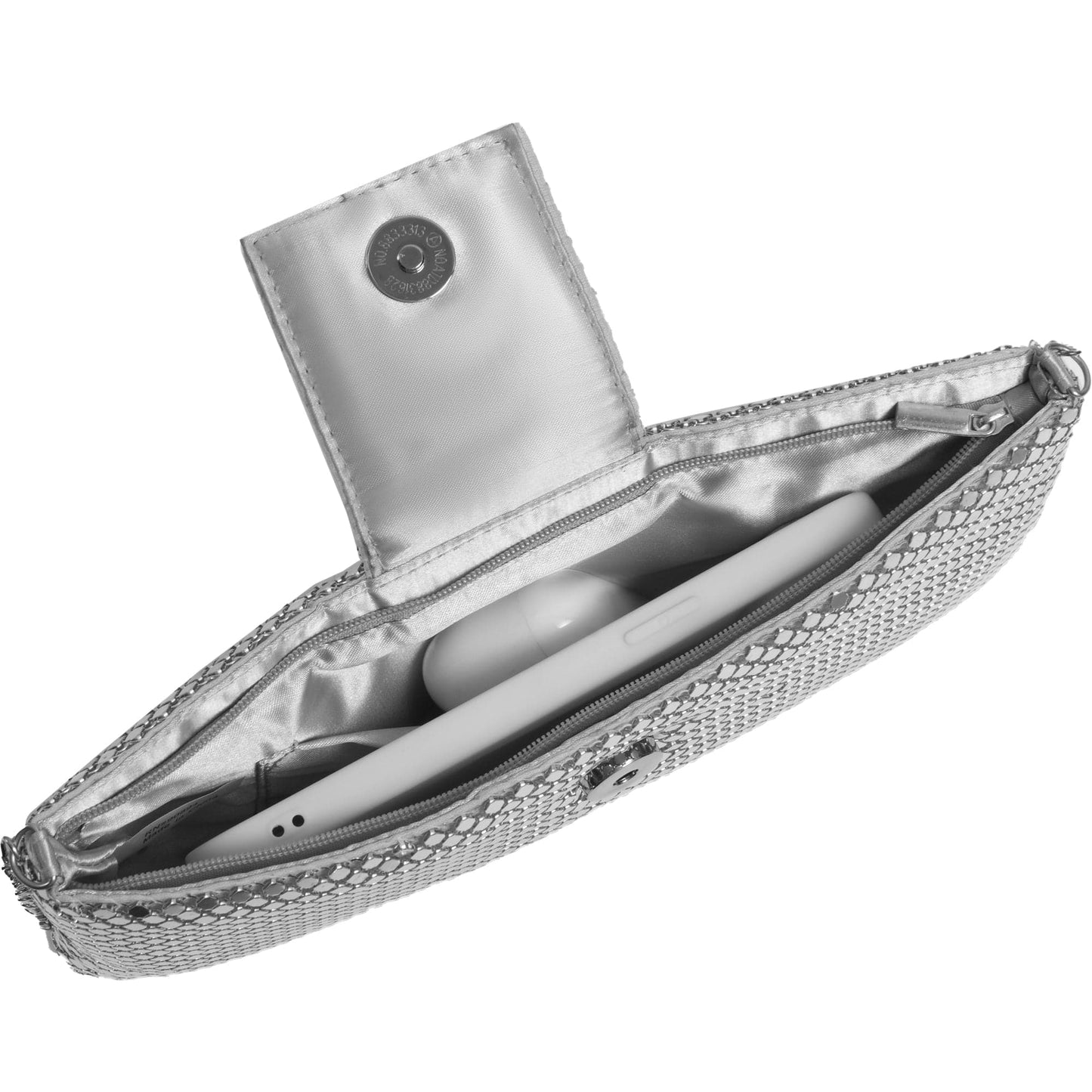 Metal Mesh Flap Pearl Bag