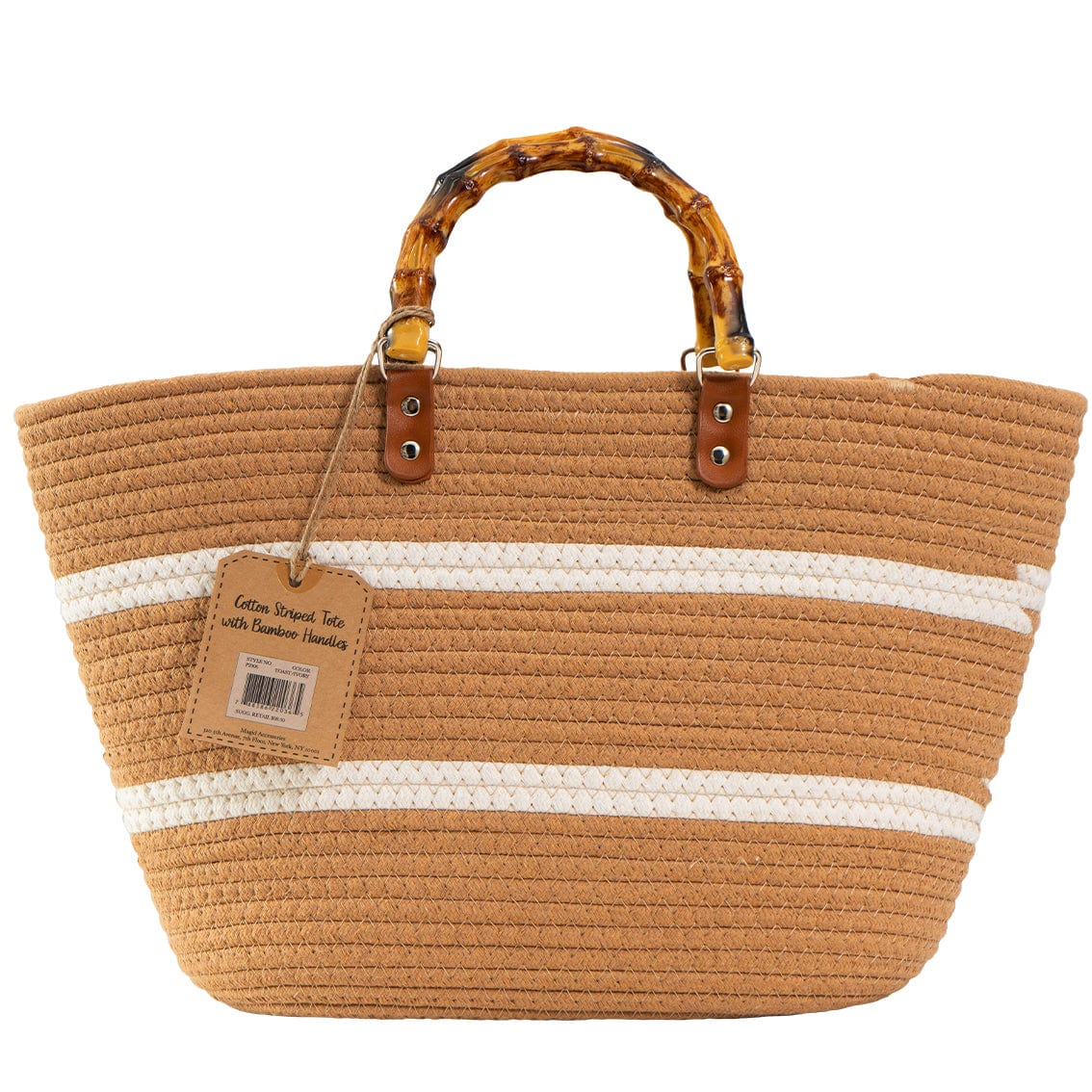 Magid Natural Cotton Woven Bamboo Handle Tote