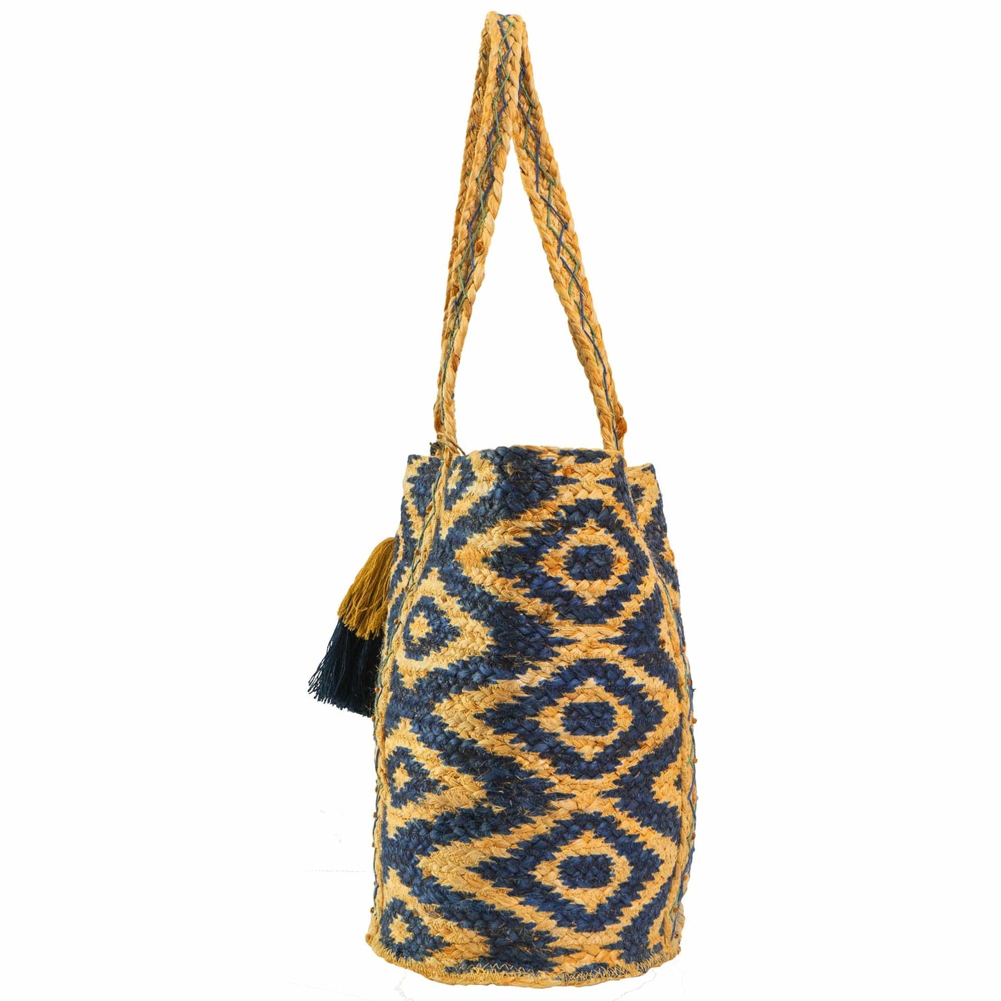 Magid Chevron Print Natural Straw Jute Tote