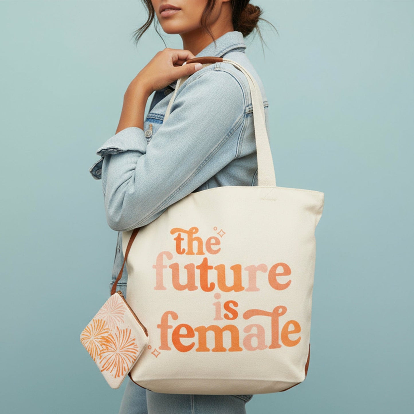 Magid Canvas "THE FUTURE IS FEMALE" Tote With Pouch