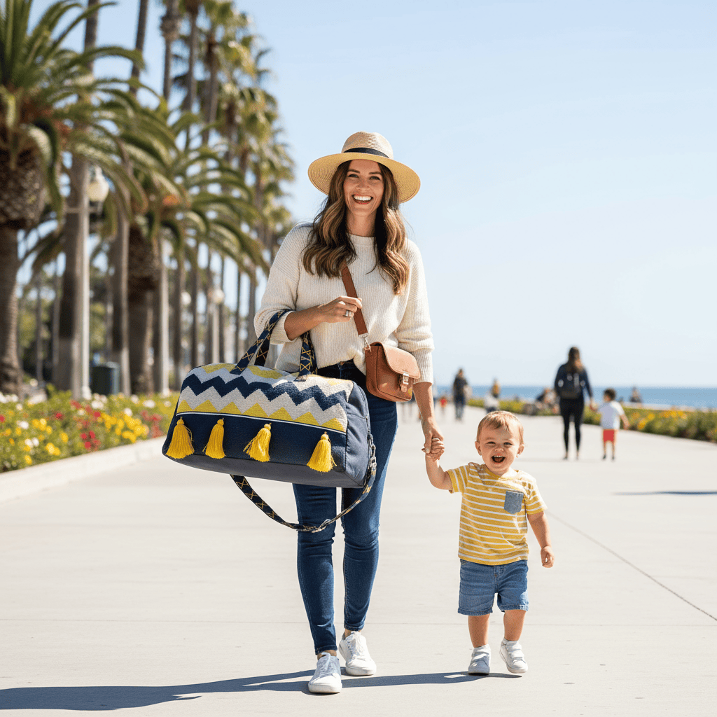 Magid Boho Cotton Jacquard Chevron Tassel Novelty Duffel