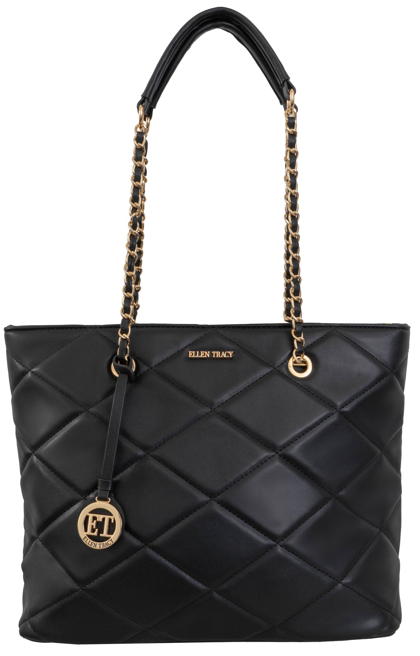 Ellen Tracy Smooth Diamond Quilted Tote Bag