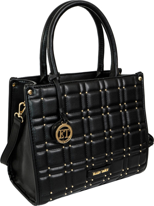Ellen Tracy Studded Smooth Quilted Satchel