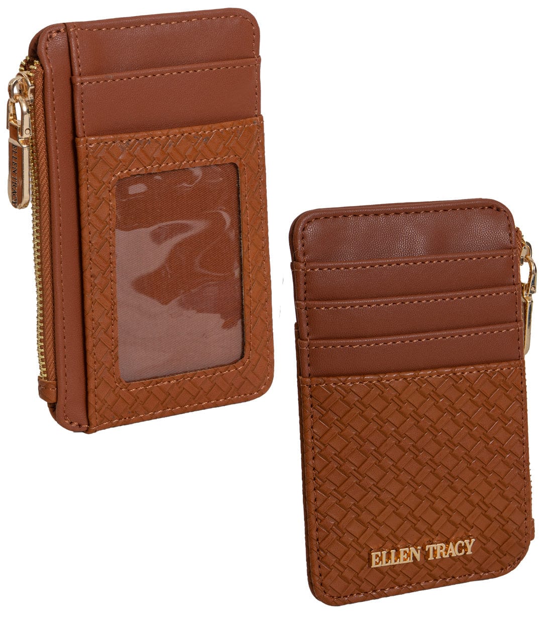 Ellen Tracy Basket Weave ID Card Case Wallet