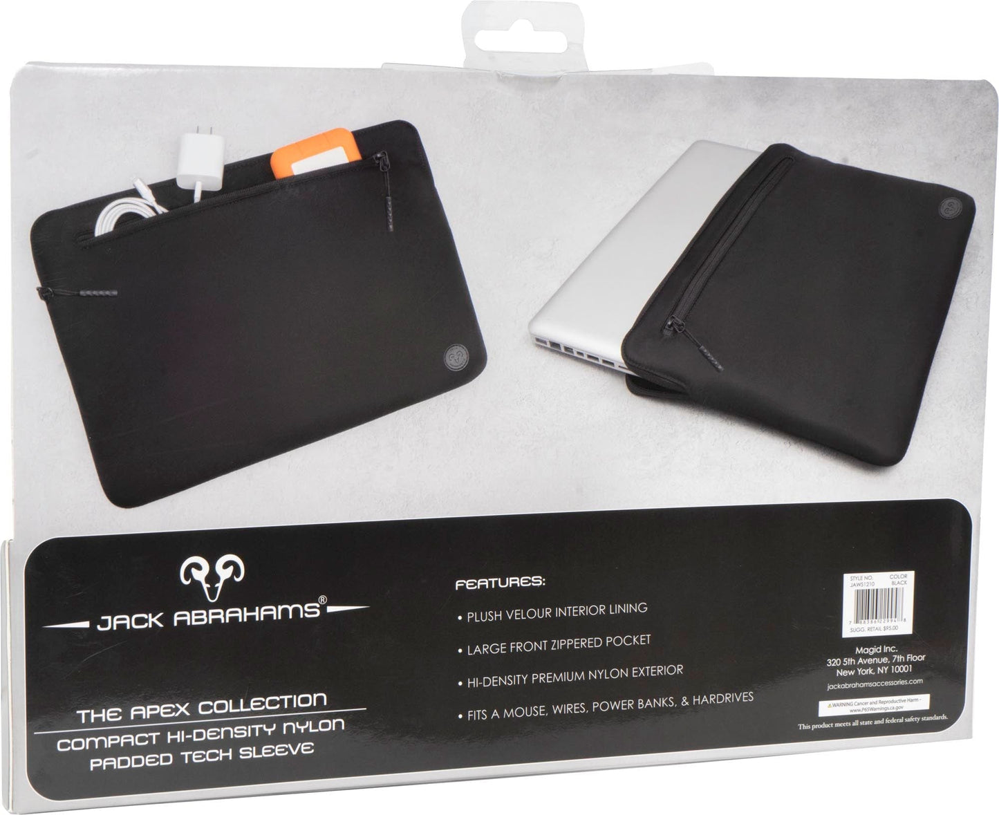 Jack Abrahams The Apex Nylon Protective Padded Laptop Sleeve