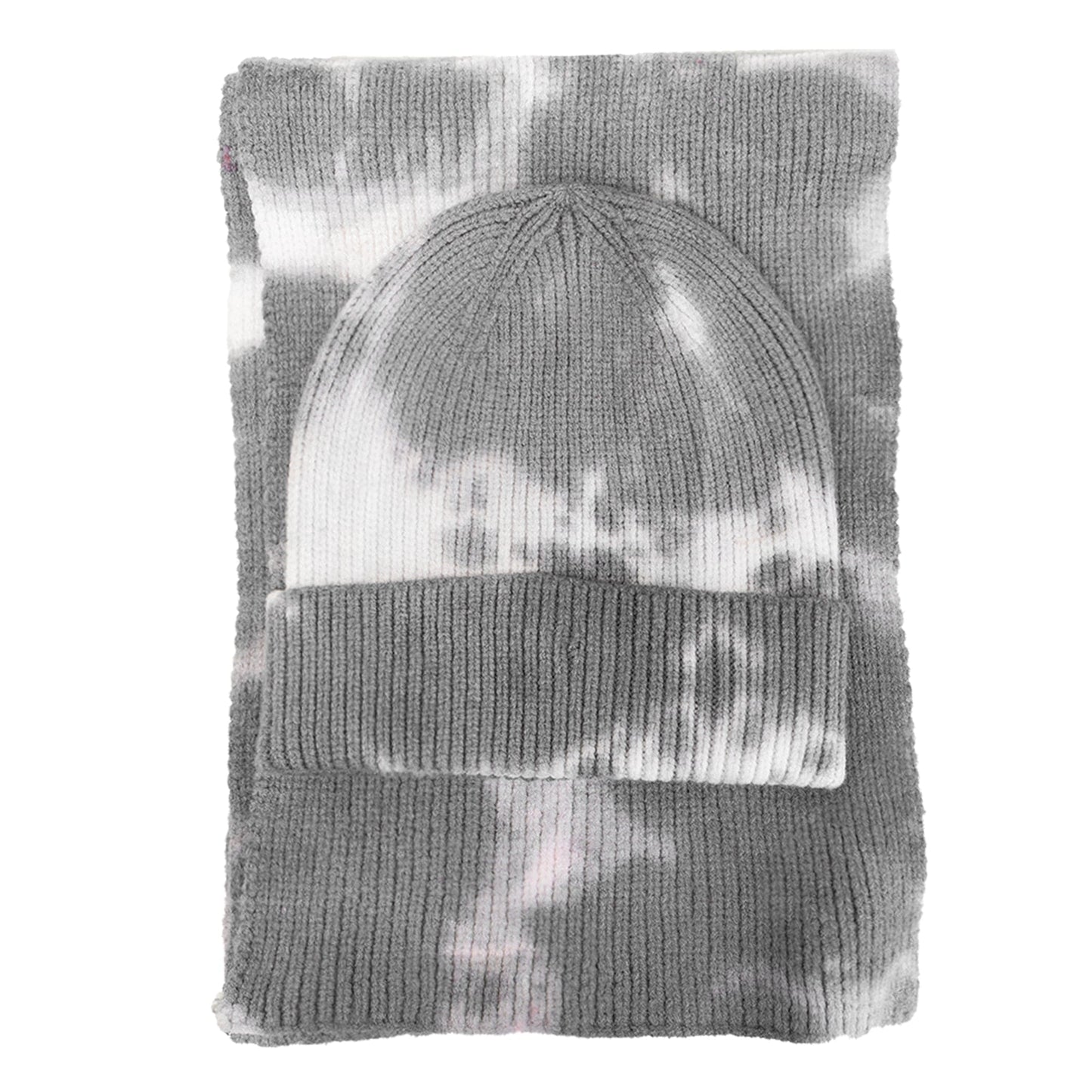 Just Jamie 2-Piece Ribbed Tie-Dye Hat and Scarf Set