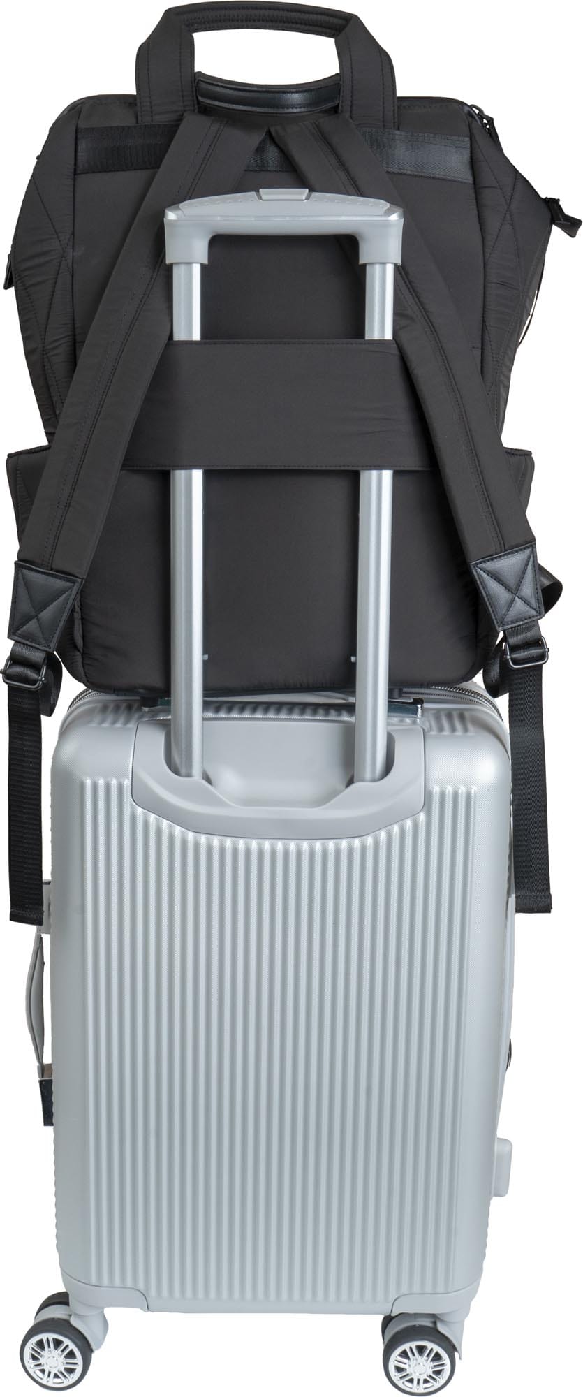 Max Studio Diamond Quilted Nylon Backpack with Front Zippered Pocket