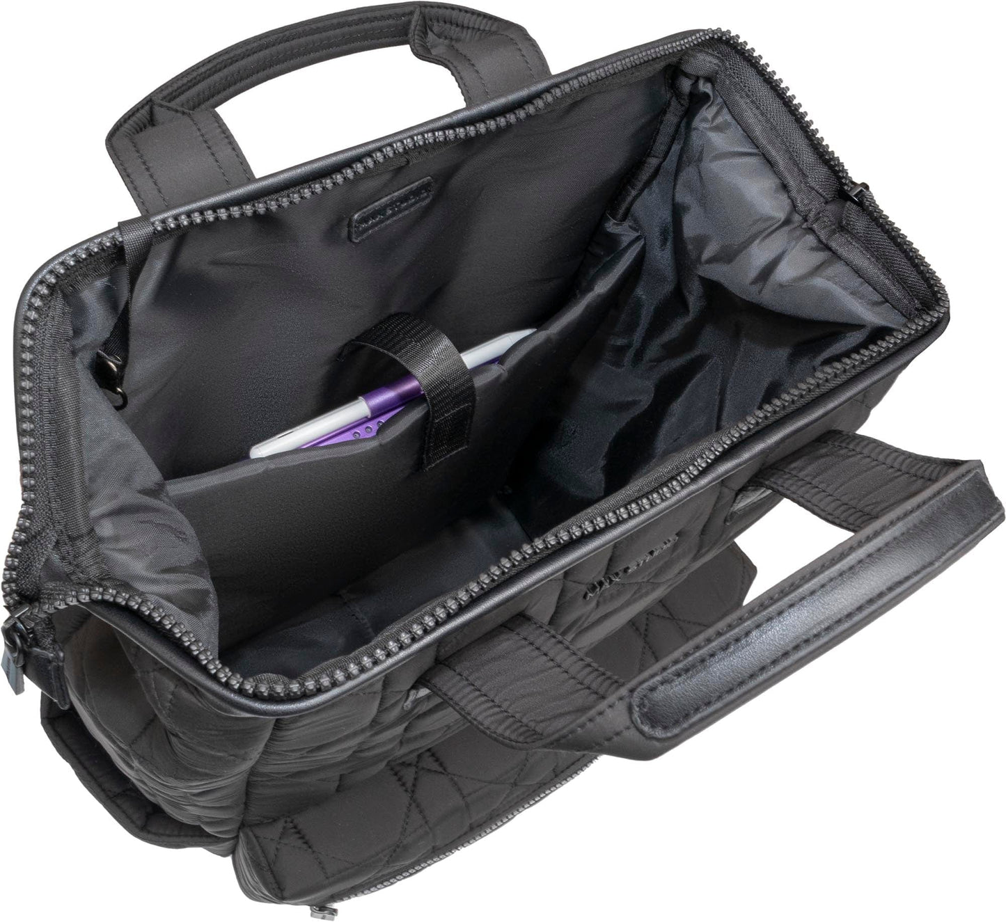 Max Studio Diamond Quilted Nylon Backpack with Front Zippered Pocket