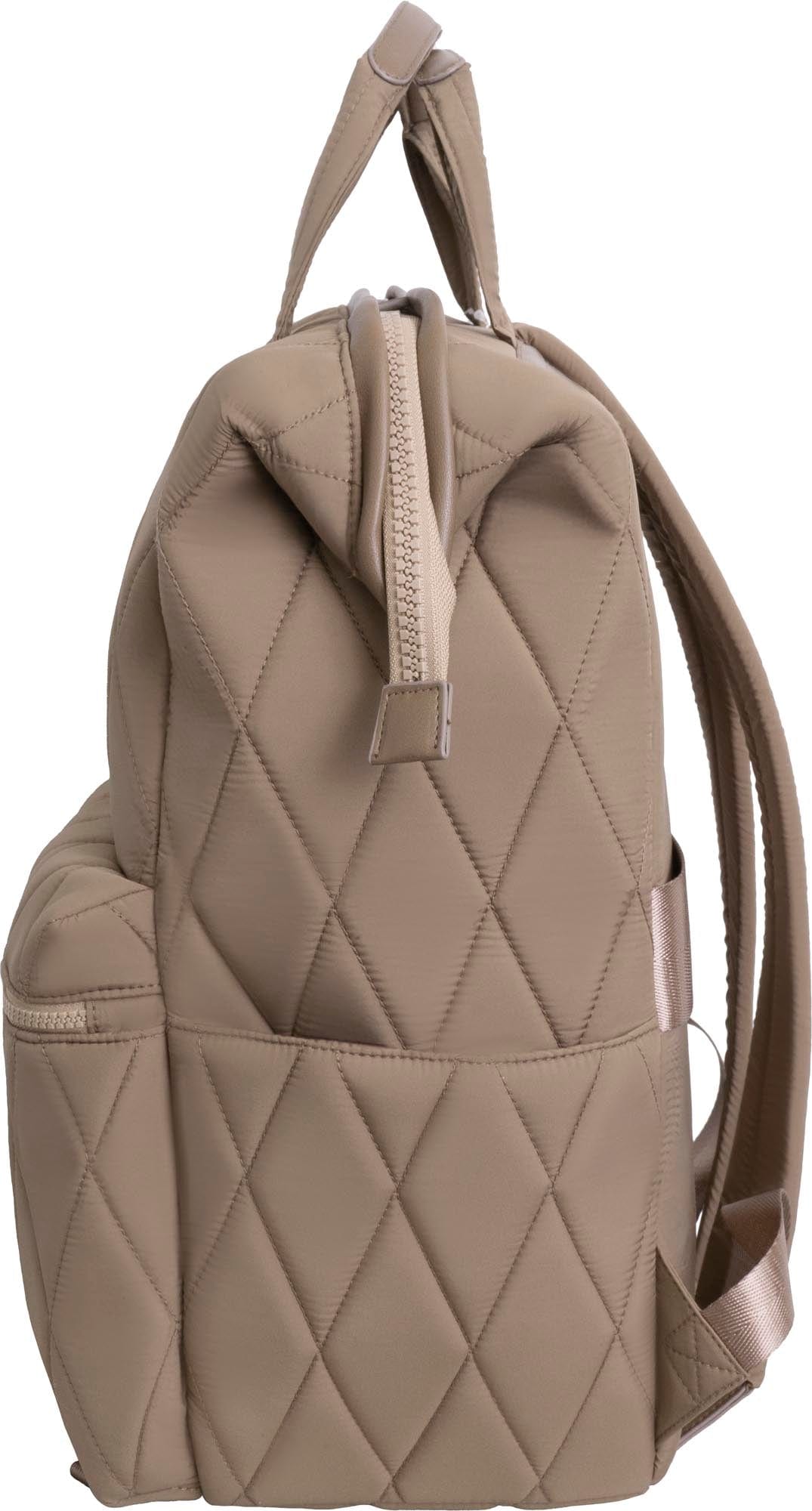 Max Studio Diamond Quilted Nylon Backpack with Front Zippered Pocket