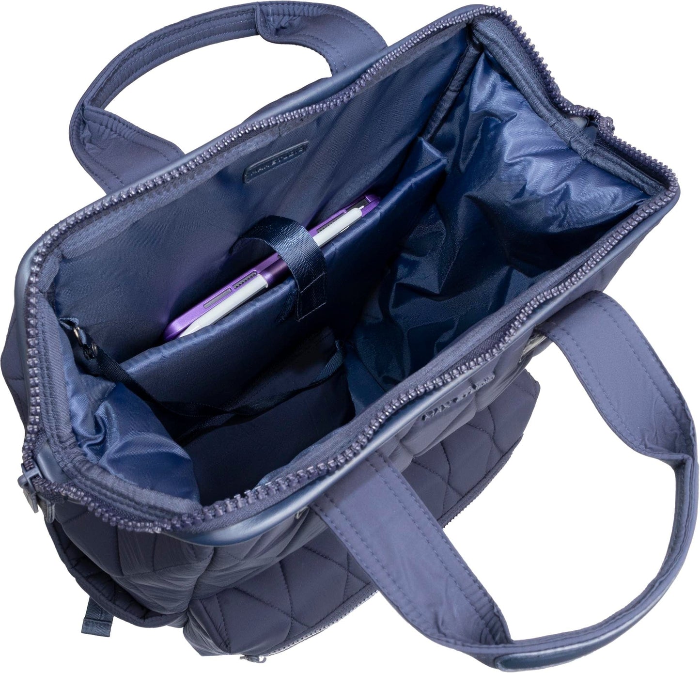 Max Studio Diamond Quilted Nylon Backpack with Front Zippered Pocket