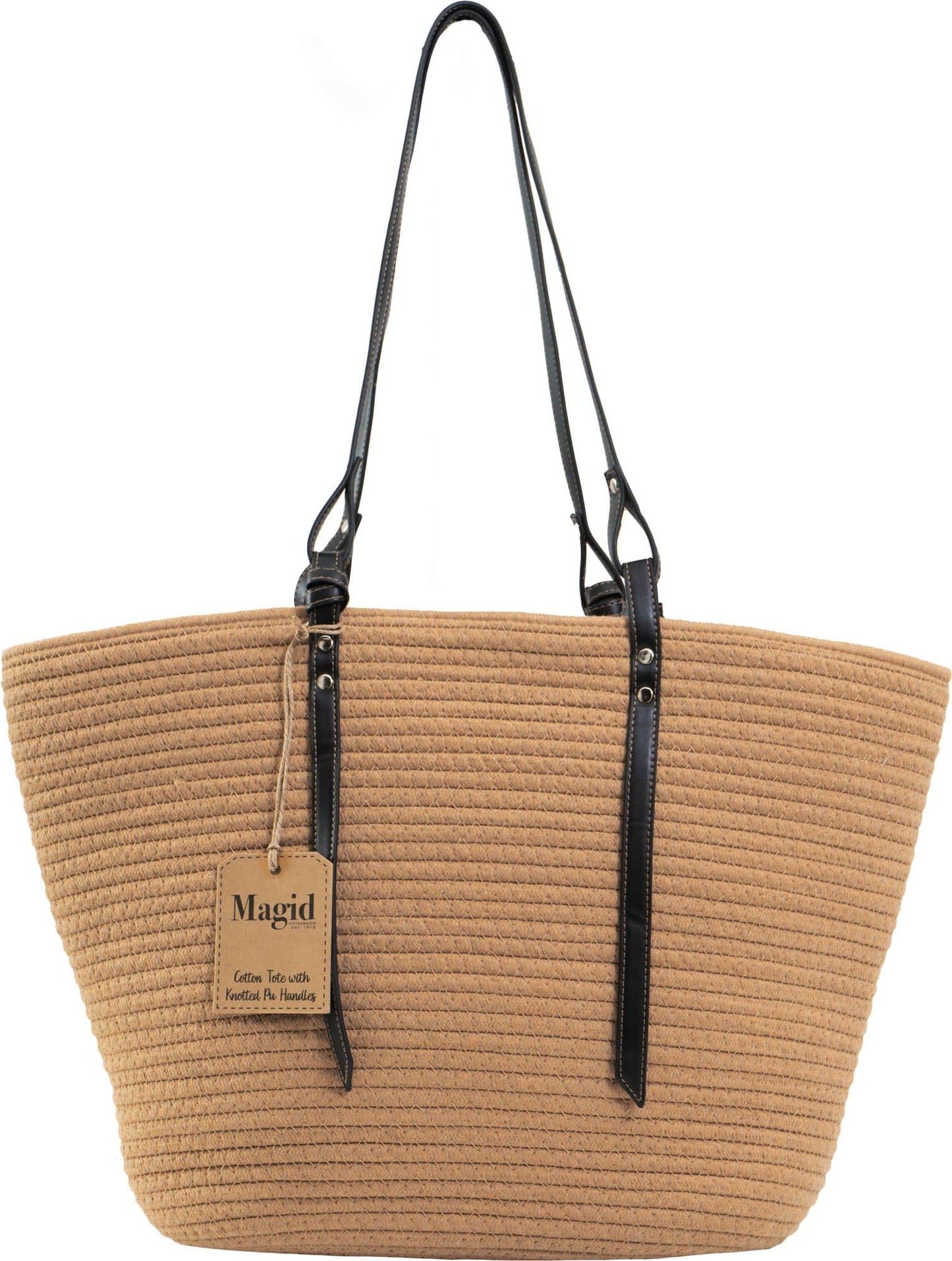 Magid Natural Cotton Woven & Faux Leather Shoulder Tote