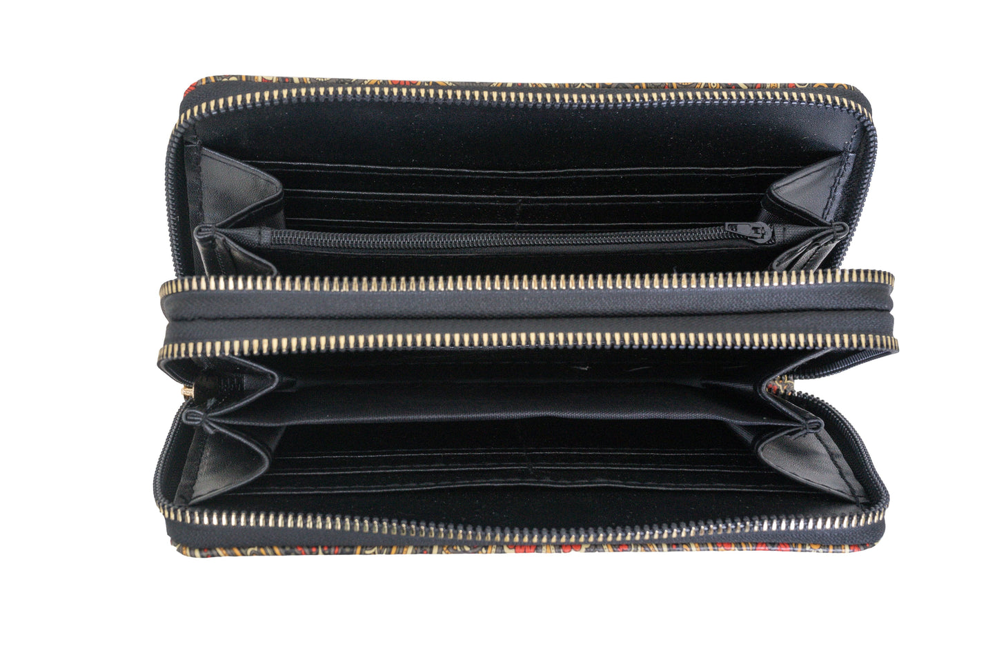 Rebecca & Rifka Paisley Print Medallion Double Zip Wristlet Wallet