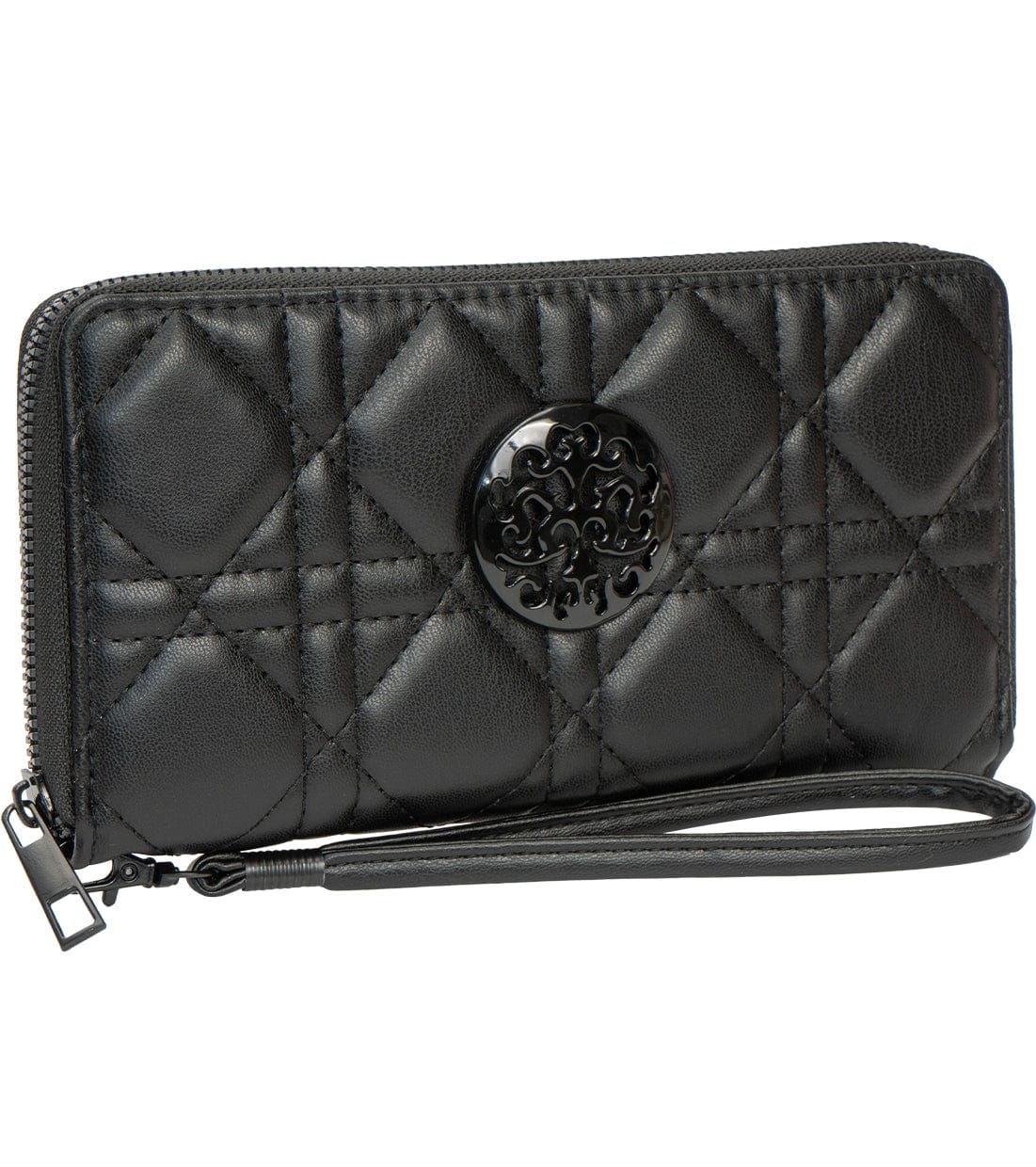 Rebecca & Rifka Smooth Geometric Quilt Medallion Zip Wristlet Wallet