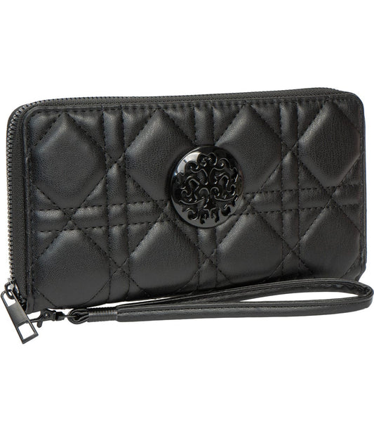 Rebecca & Rifka Smooth Geometric Quilt Medallion Zip Wristlet Wallet