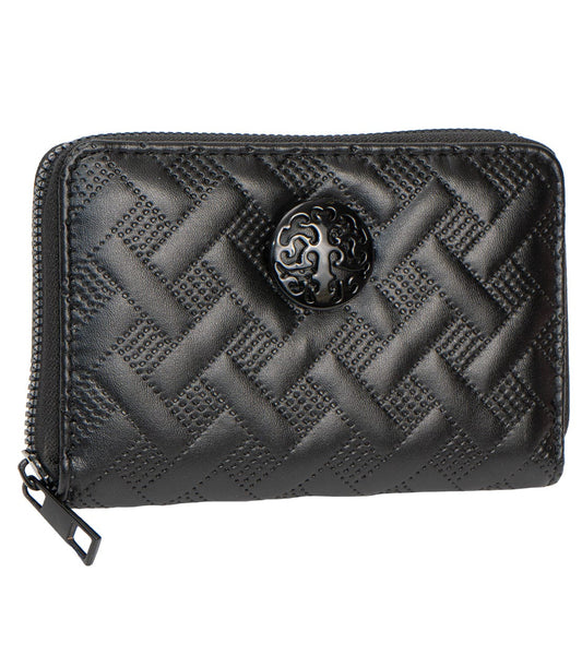 Rebecca & Rifka Smooth Basket Weave Quilt Medallion Zip Indexer Wallet