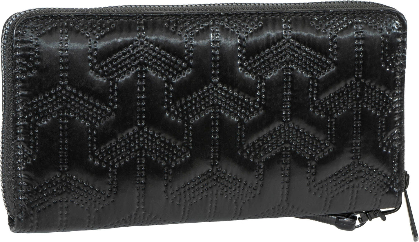 Rebecca & Rifka Patent Geometric Quilt Medallion Zip Wristlet Wallet