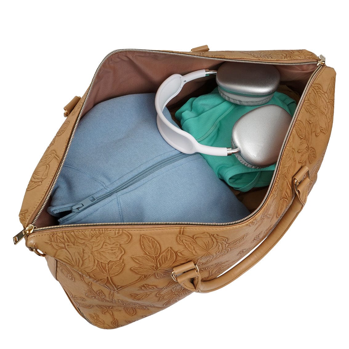 Ellen Tracy 20 Inch Floral Embossed Drop Bottom Duffel