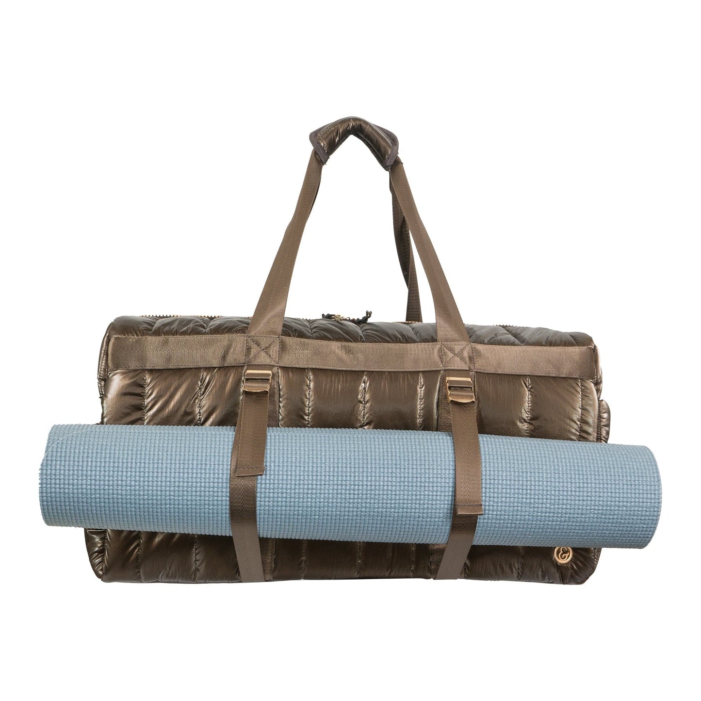 Joan & David 22" Metallic Puffer Tubular Quilted Nylon Travel Weekender Duffel