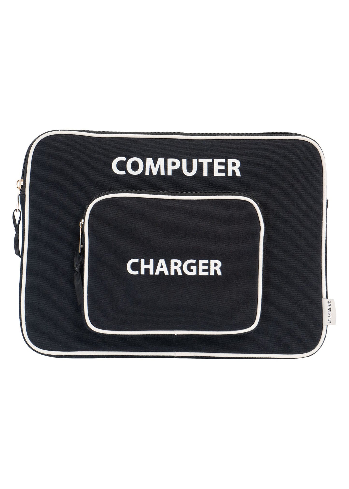 La L'Amour 15 In. Cotton Canvas Tech Computer Case With Front Zippered Pocket