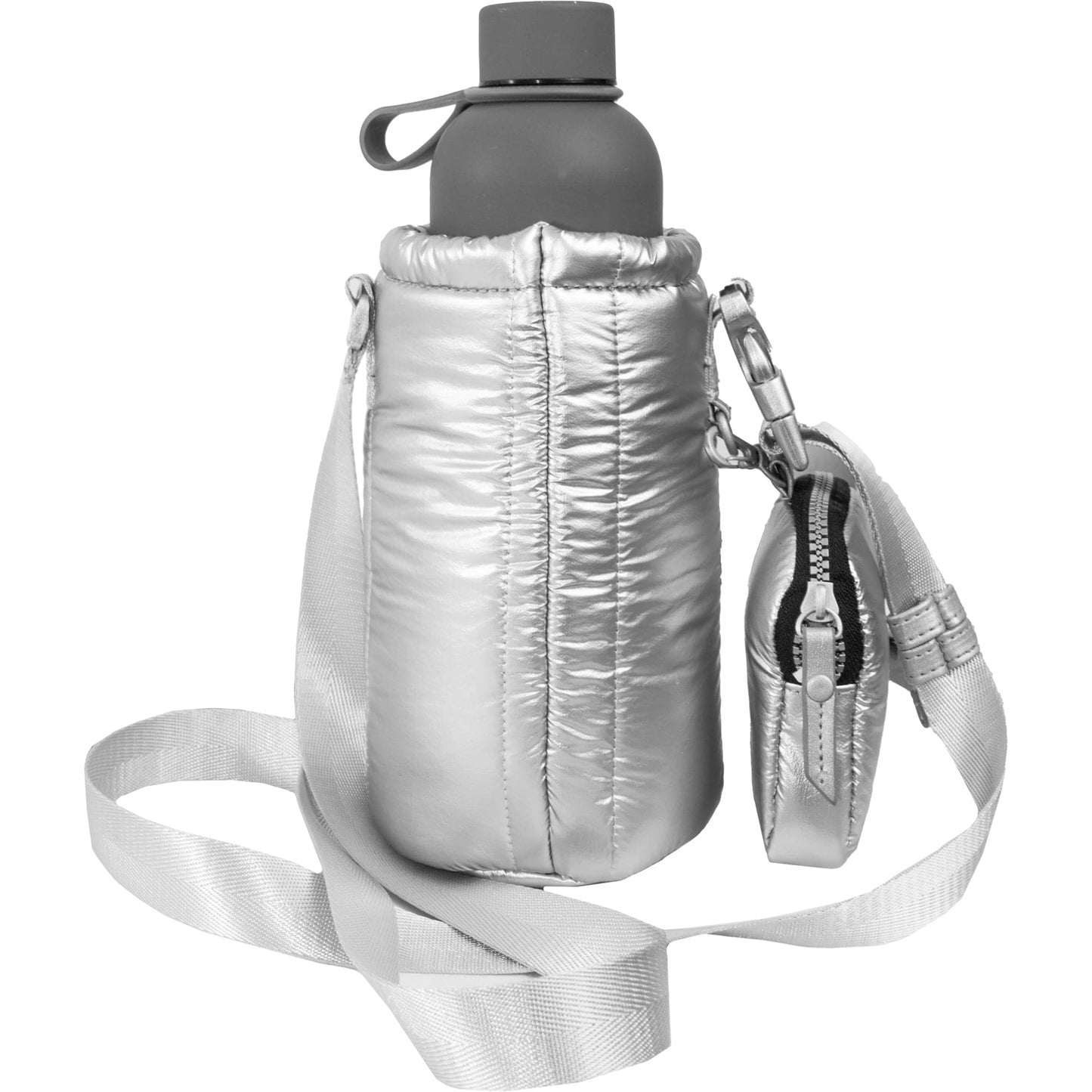 Joan & David Tubular Quilted Metallic Water Bottle Holder Sling Bag