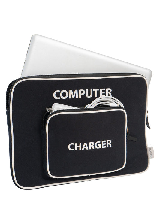 La L'Amour 15 In. Cotton Canvas Tech Computer Case With Front Zippered Pocket