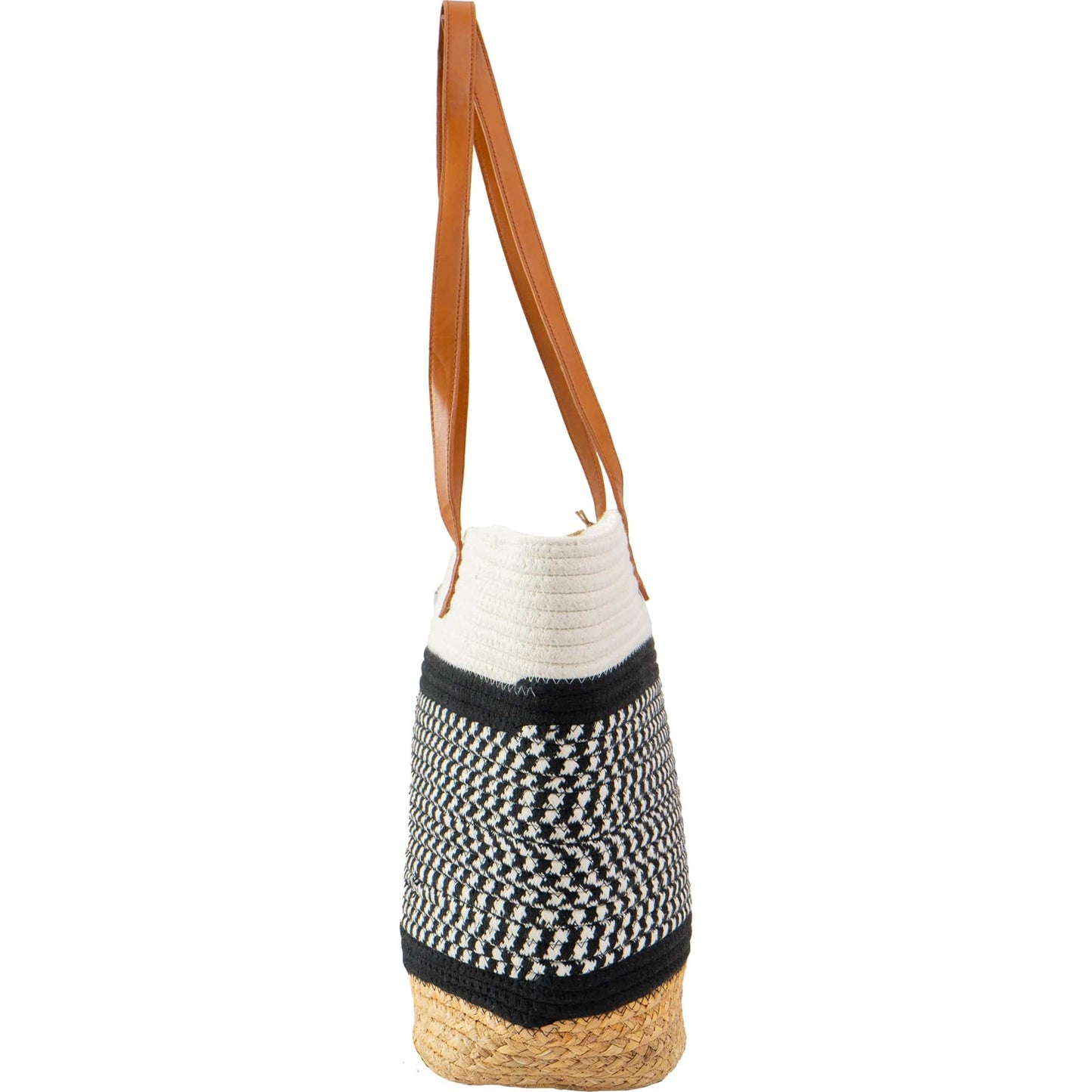Magid Natural Cotton Woven & Faux Leather Shoulder Tote