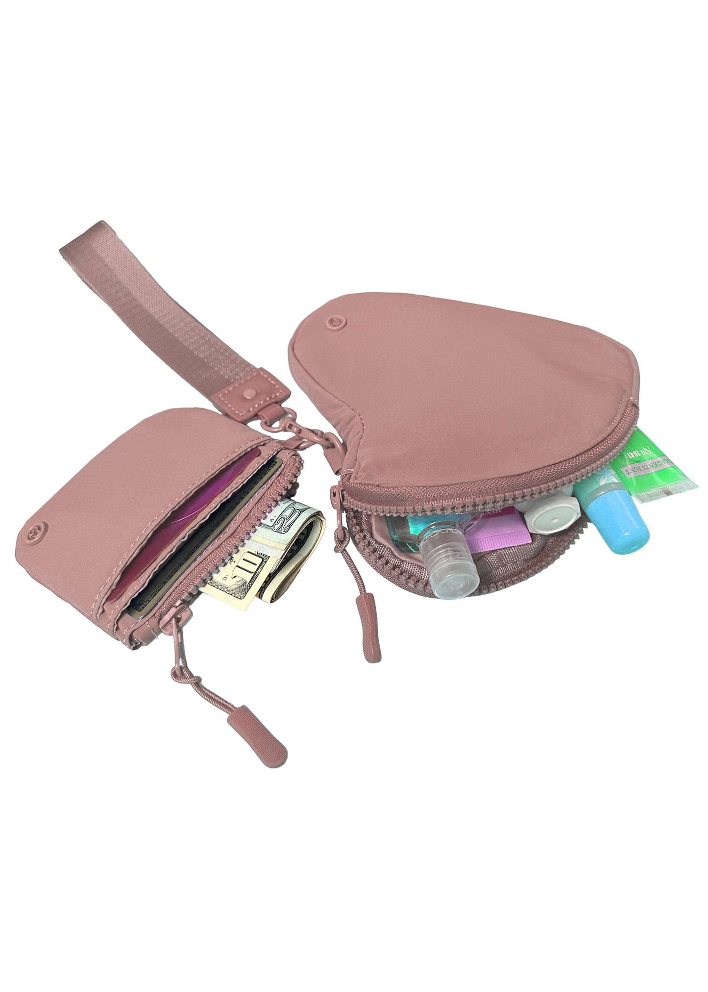 Joan & David The Hold-All Sport Nylon 3 Piece Set Heart Zip Pouch, Card Case & Lanyard Key Chain