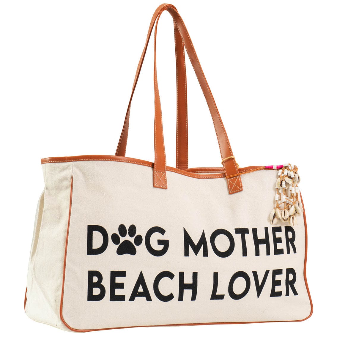 Magid Canvas Slogan Tote "DOG MOTHER BEACH LOVER"