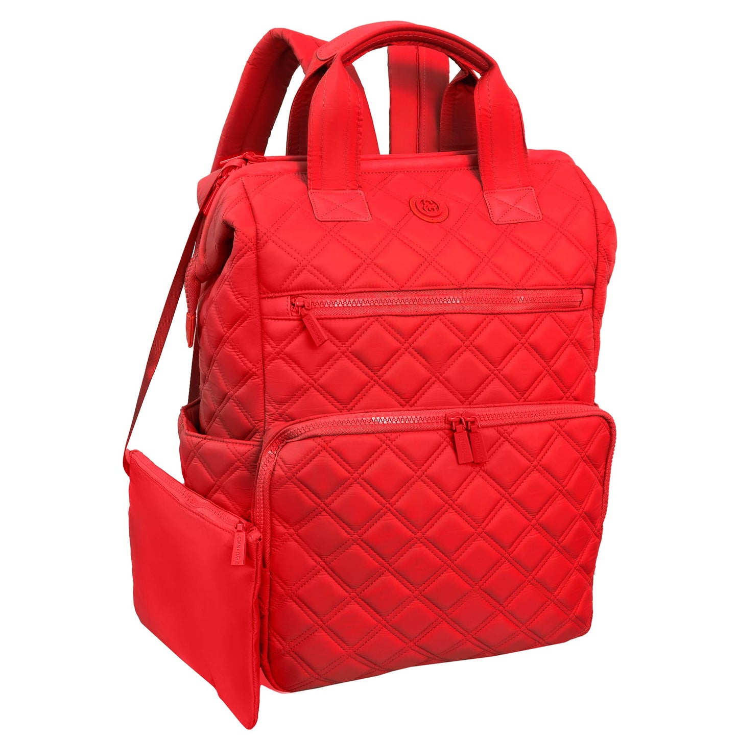 Joan & David Diamond Quilted Puffer Nylon Square Laptop Backpack