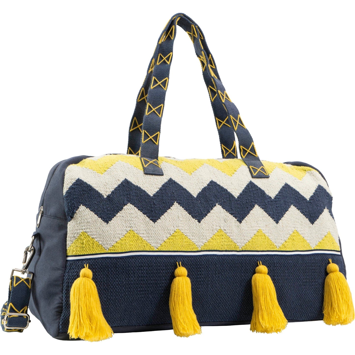 Magid Boho Cotton Jacquard Chevron Tassel Novelty Duffel