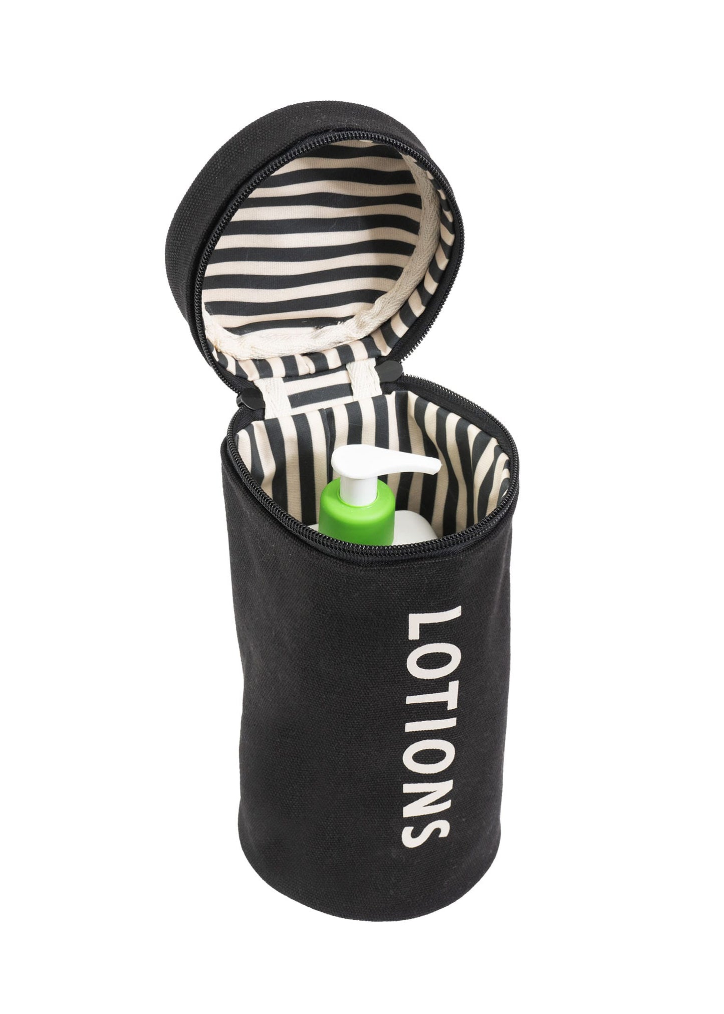 La L'Amour 16 oz Cotton Canvas Top Handle Cylinder Toiletry Lotions Case