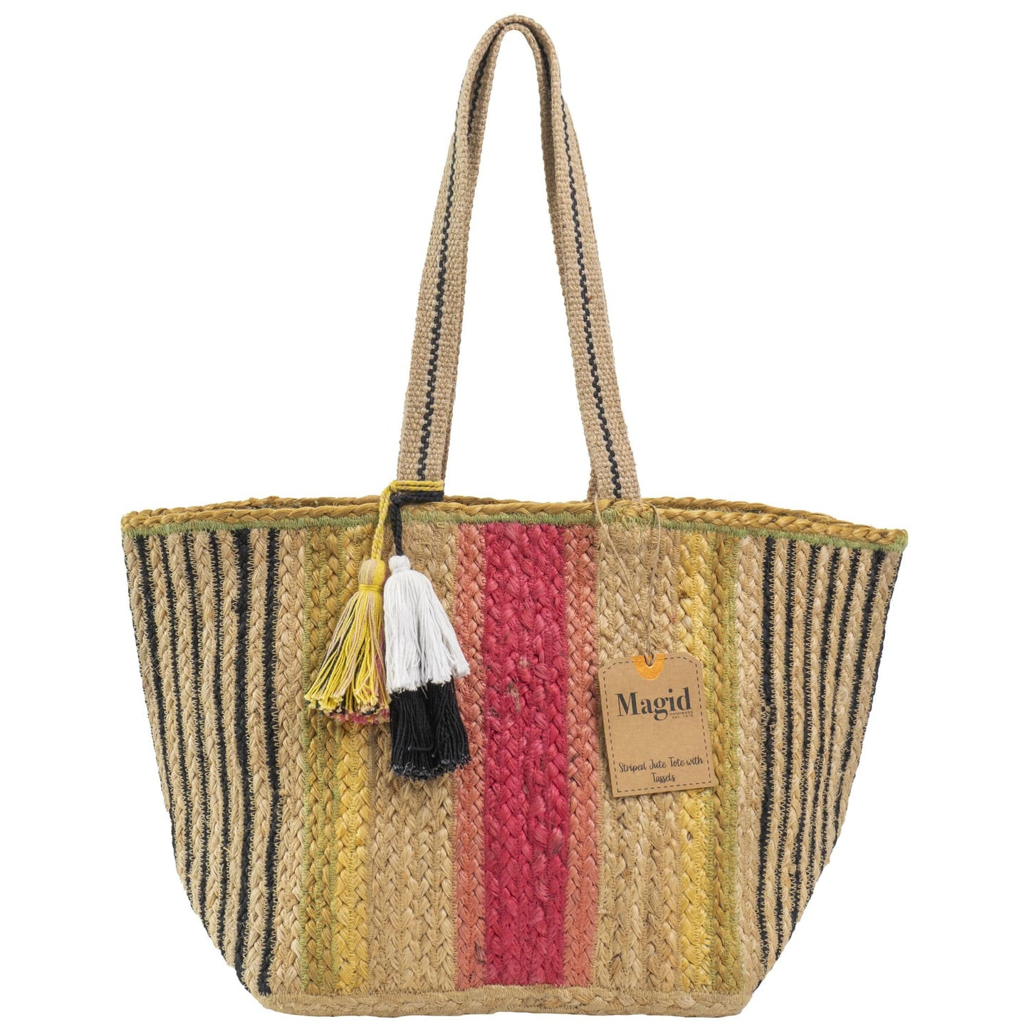 Magid Striped Natural Straw Jute Tote