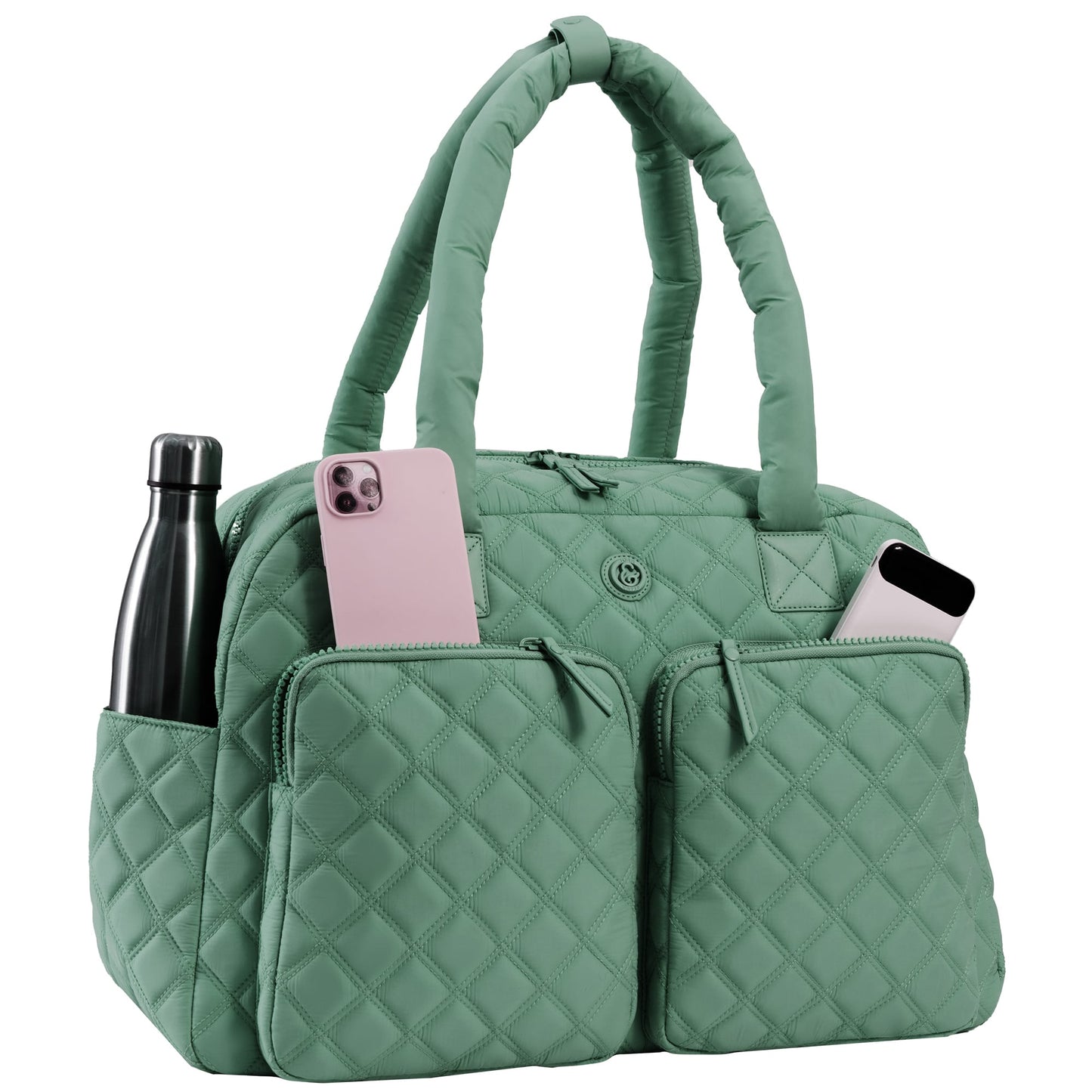 Joan & David Two Pocket Diamond Quilted 22 in. Duffel Bag