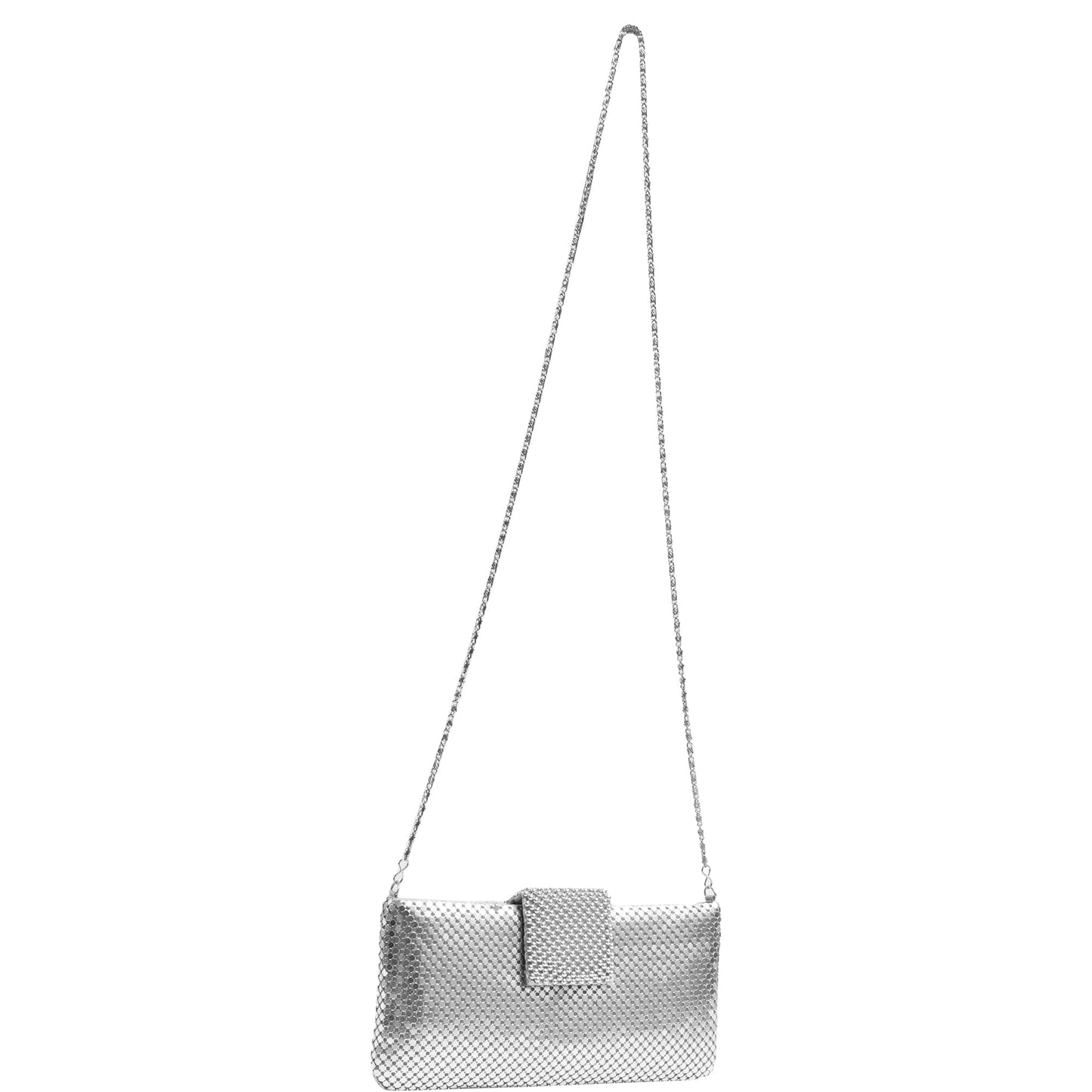 Metal Mesh Flap Pearl Bag