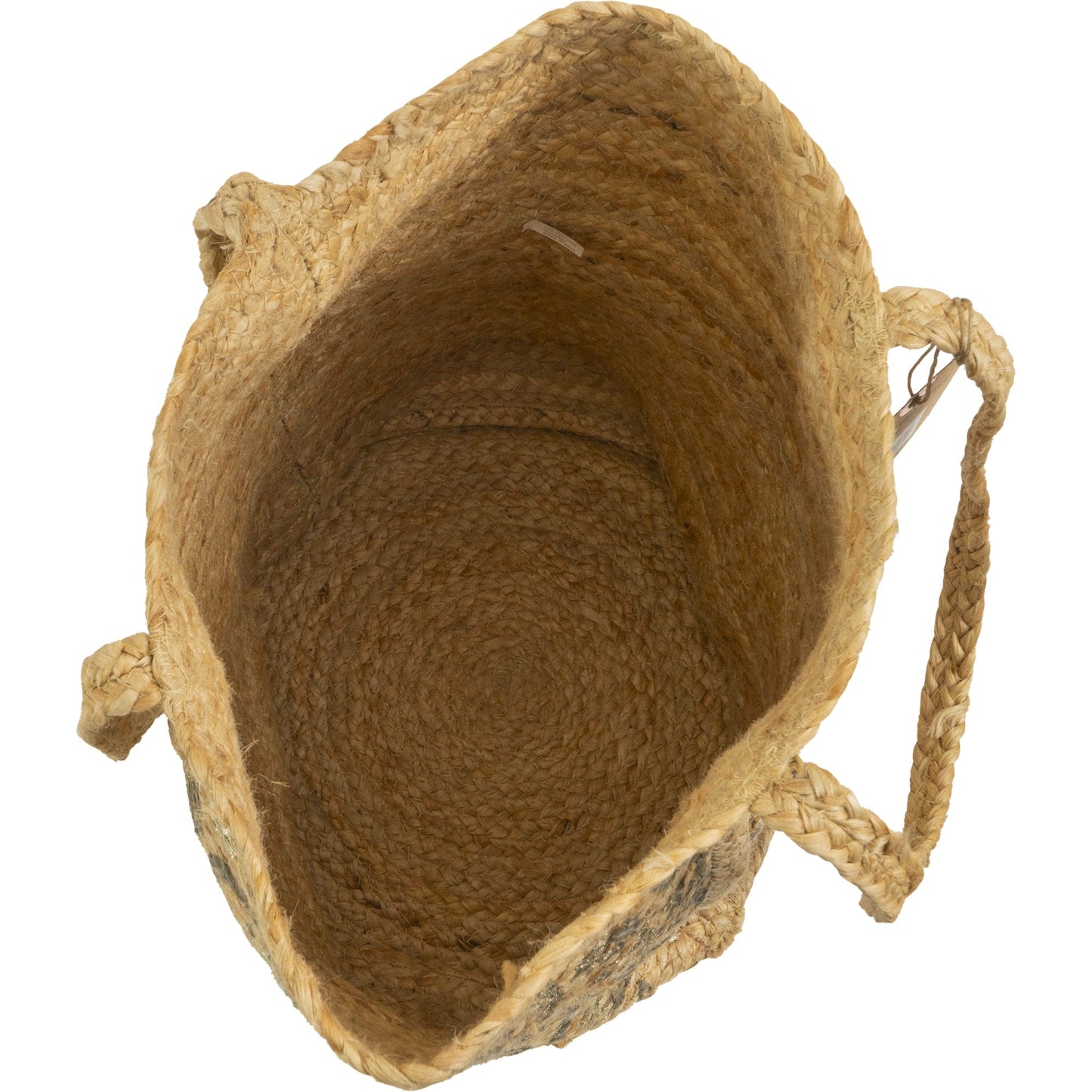 Magid Metallic Floral Print Natural Straw Jute Tote