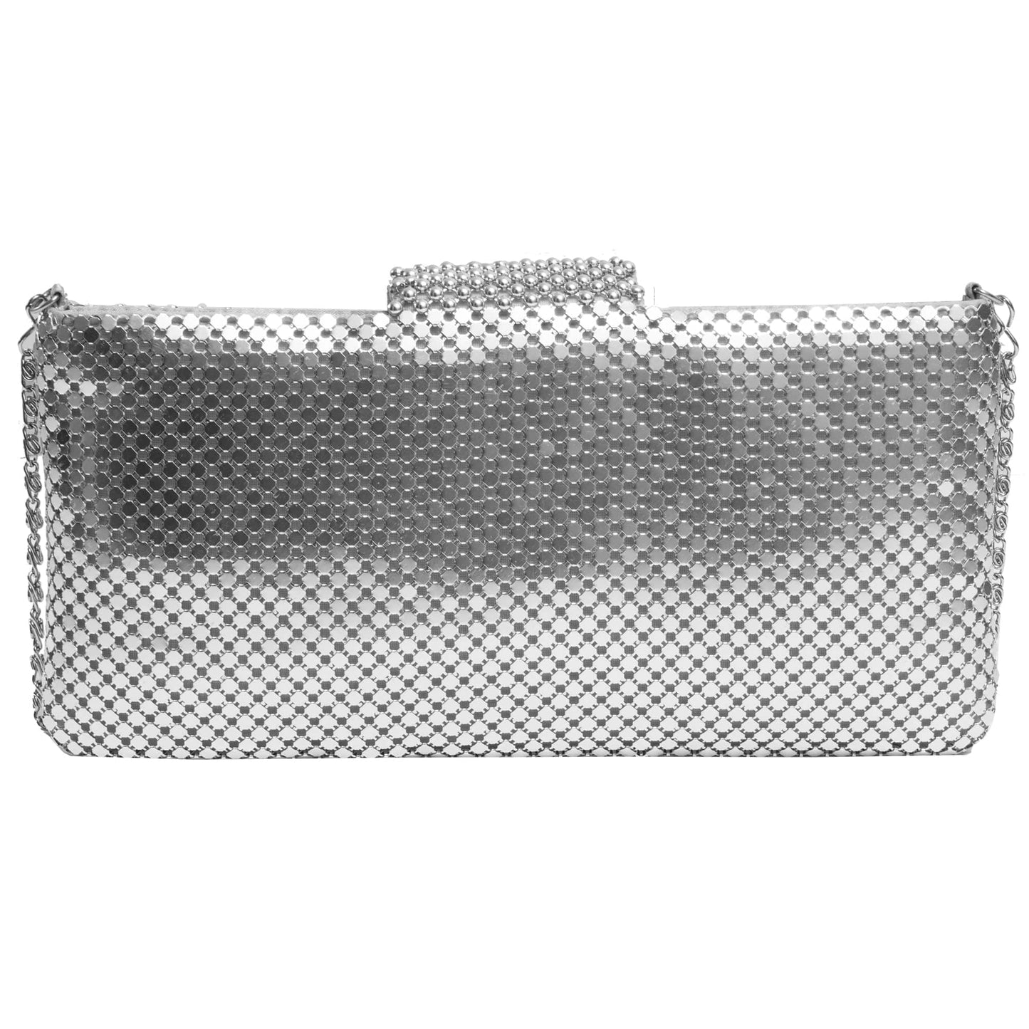 Metal Mesh Flap Pearl Bag