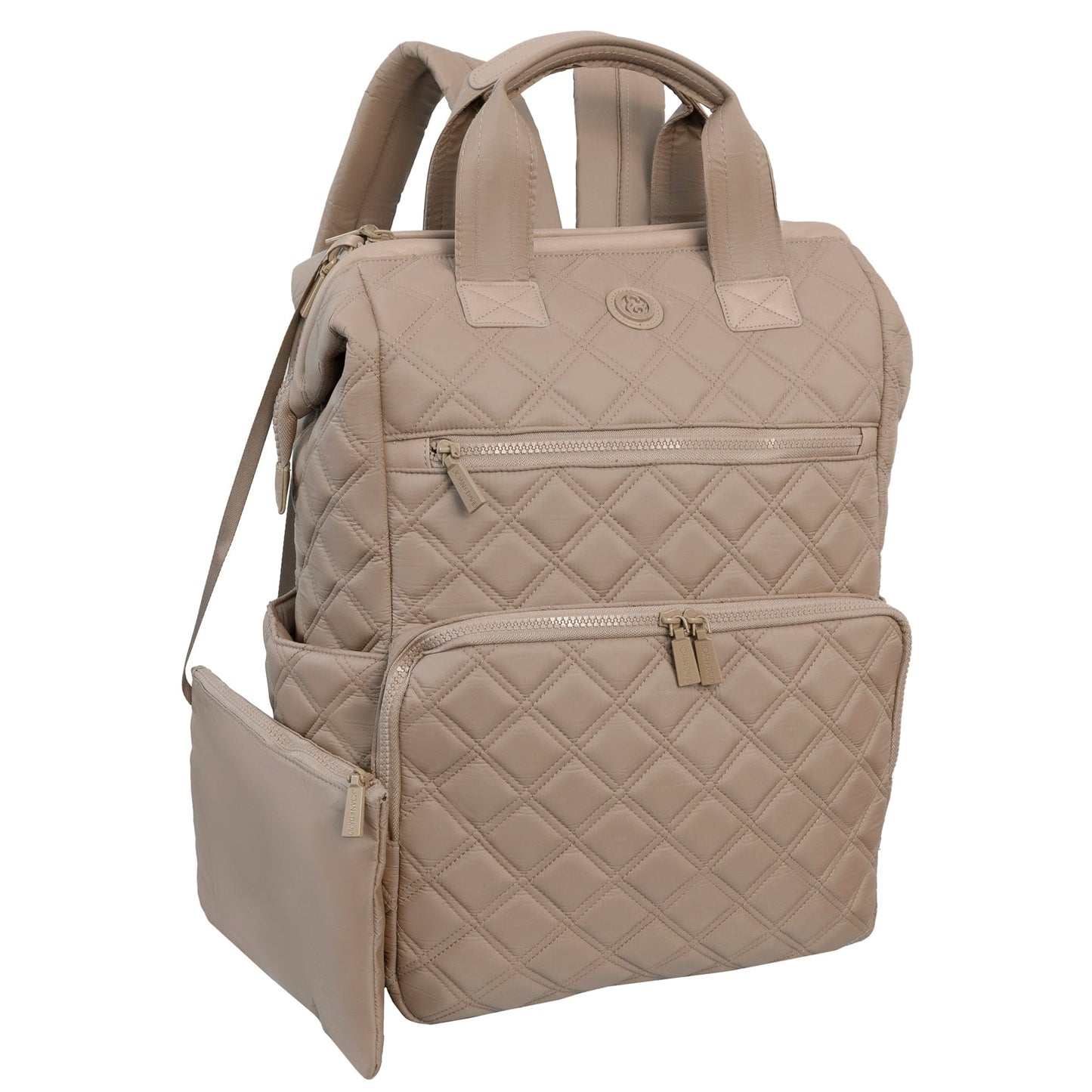 Joan & David Diamond Quilted Puffer Nylon Square Laptop Backpack