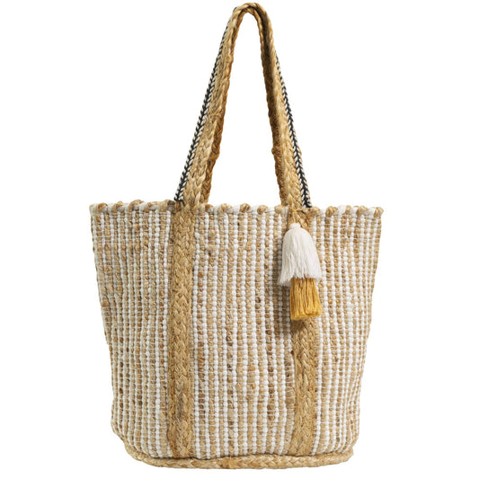 Magid Natural Straw Jute & Cotton Woven Tote