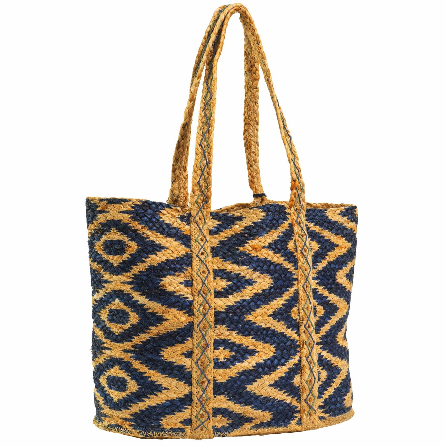 Magid Chevron Print Natural Straw Jute Tote