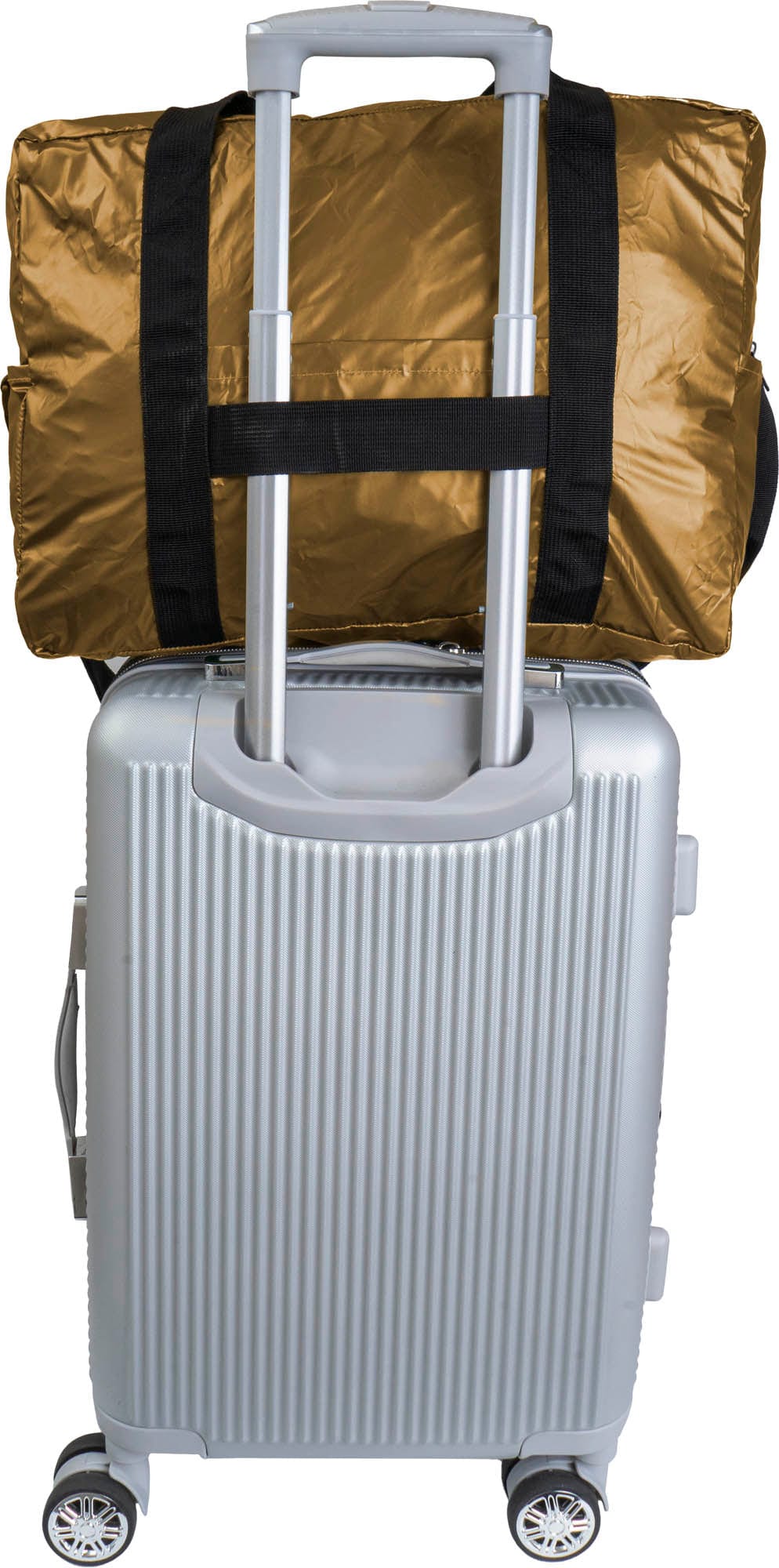 Boarding Pass Recycled Metallic Foldable & Packable Pouch Duffel Travel Bag