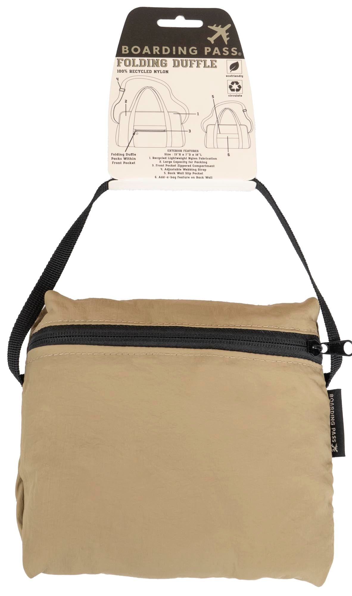 Boarding Pass Recycled Foldable & Packable Pouch Duffel Travel Bag