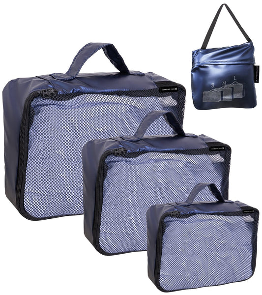 Boarding Pass Recycled Metallic Foldable & Packable Pouch Packing Cubes Set