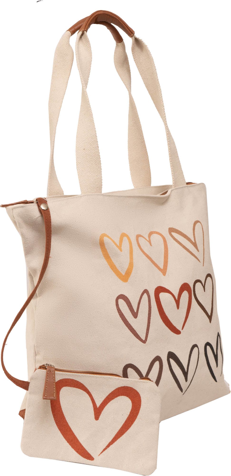 Magid Canvas Sketch Heart Print Tote With Pouch