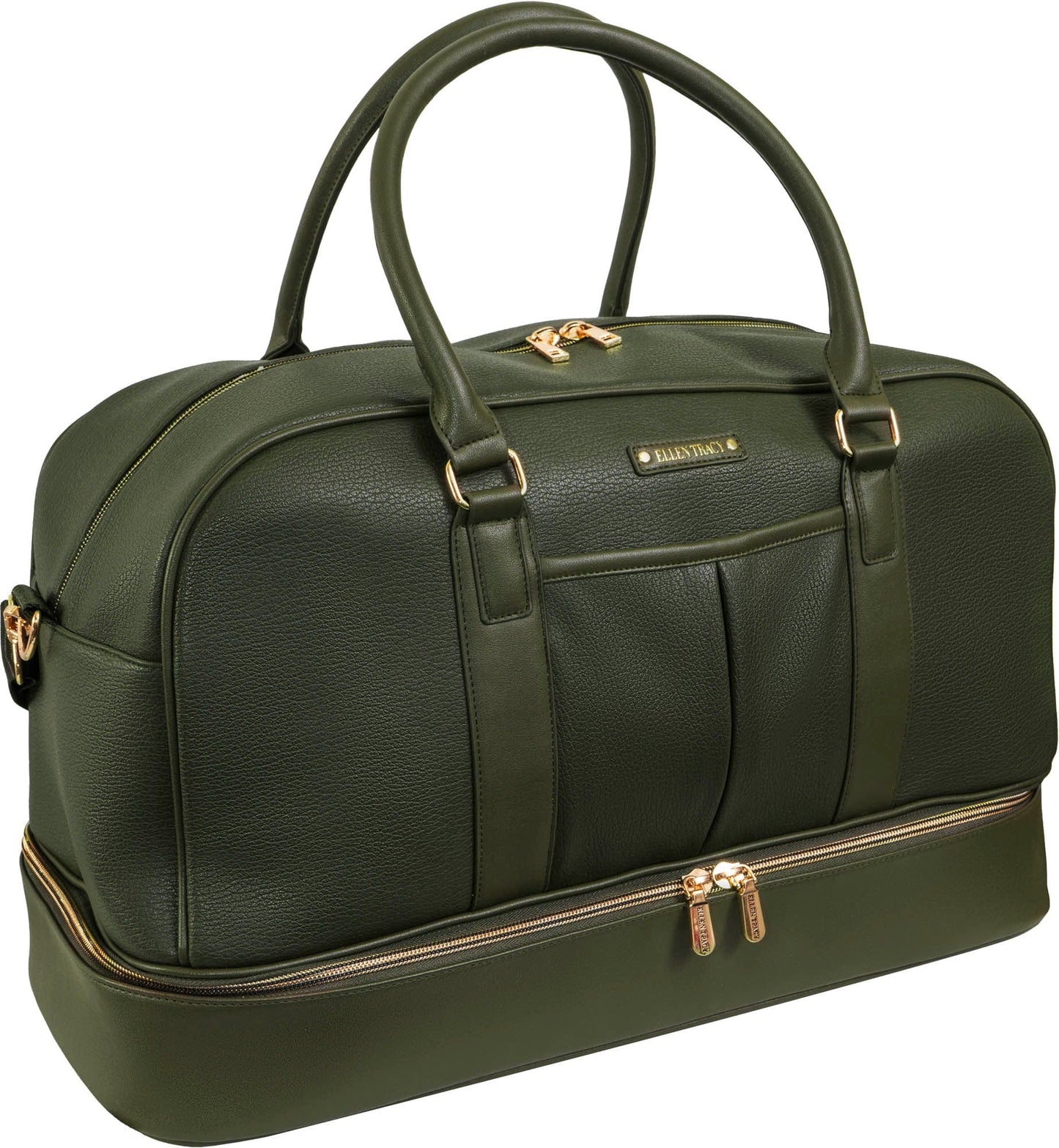 Ellen Tracy 20 Inch Pebble Grain Pocket Drop Bottom Duffel
