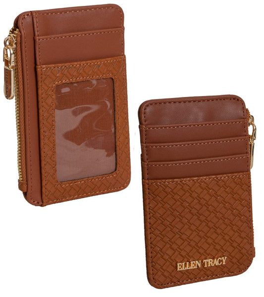 Ellen Tracy Basket Weave ID Card Case Wallet